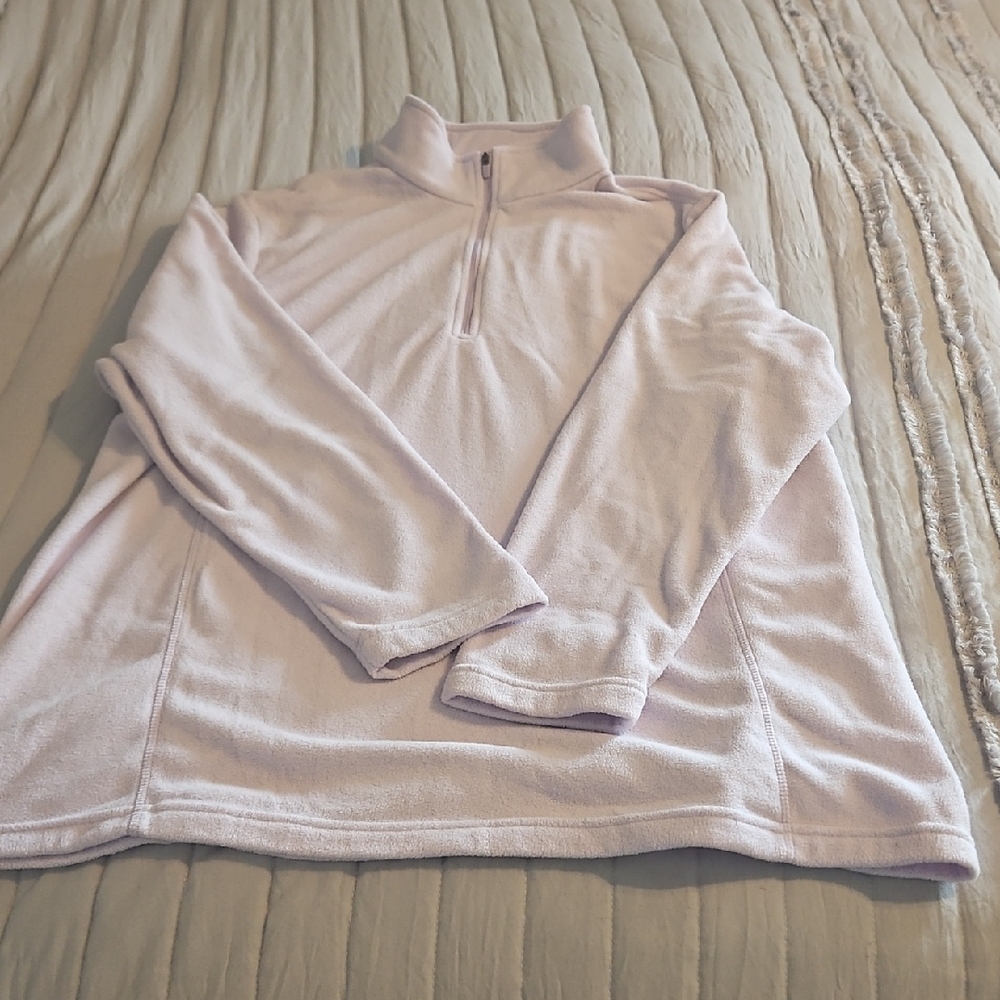 💜Lands' End Light Purple Fleece  Quarter-Zip Sweatshirt